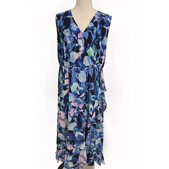 Soft Surroundings Ashlyn Maxi Dress Purple Floeal Elastic Waist Women’s Size L - Picture 2 of 10